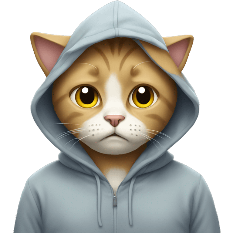 Sad cat with hoodie emoji