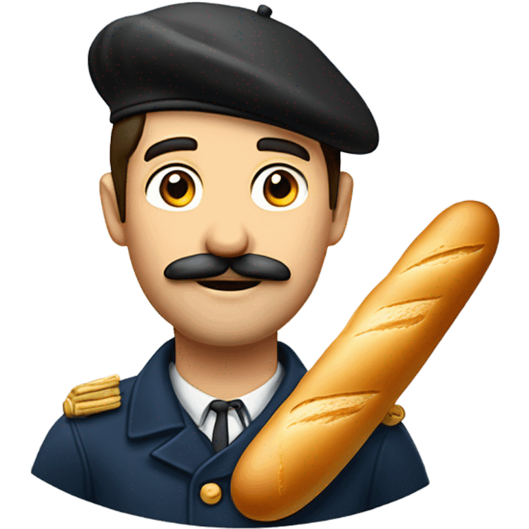 French guy with beret baguette and mustache  emoji