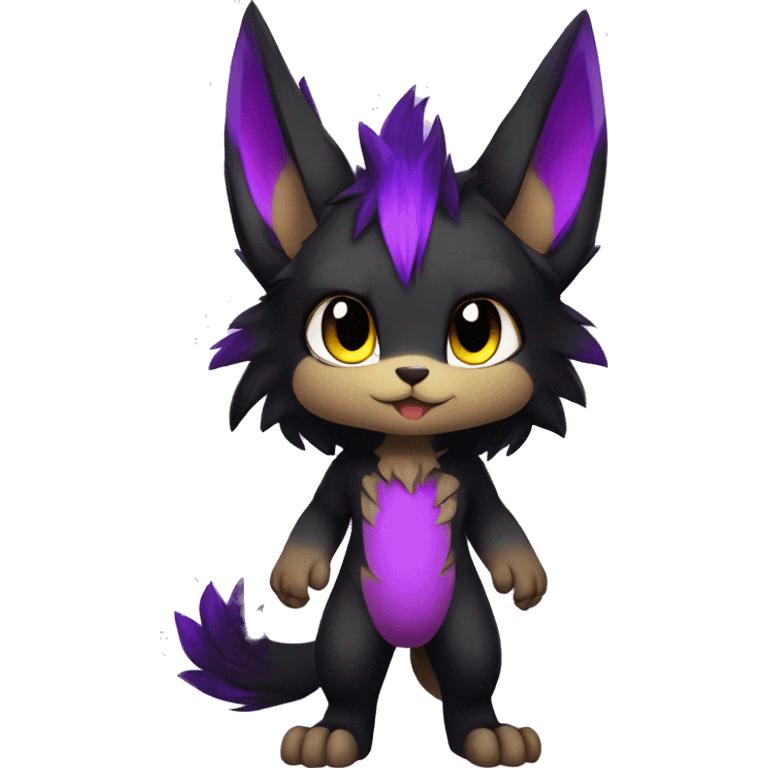 Anthro-Edgy-Cool-Black-Purple-Contrast-Colors-Fantasy-Fur-Sona-Chibi-Shiny-Fakémon-Hybrid full body emoji