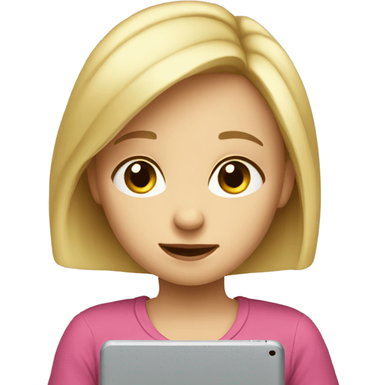 Little blonde girl watching iPad  emoji