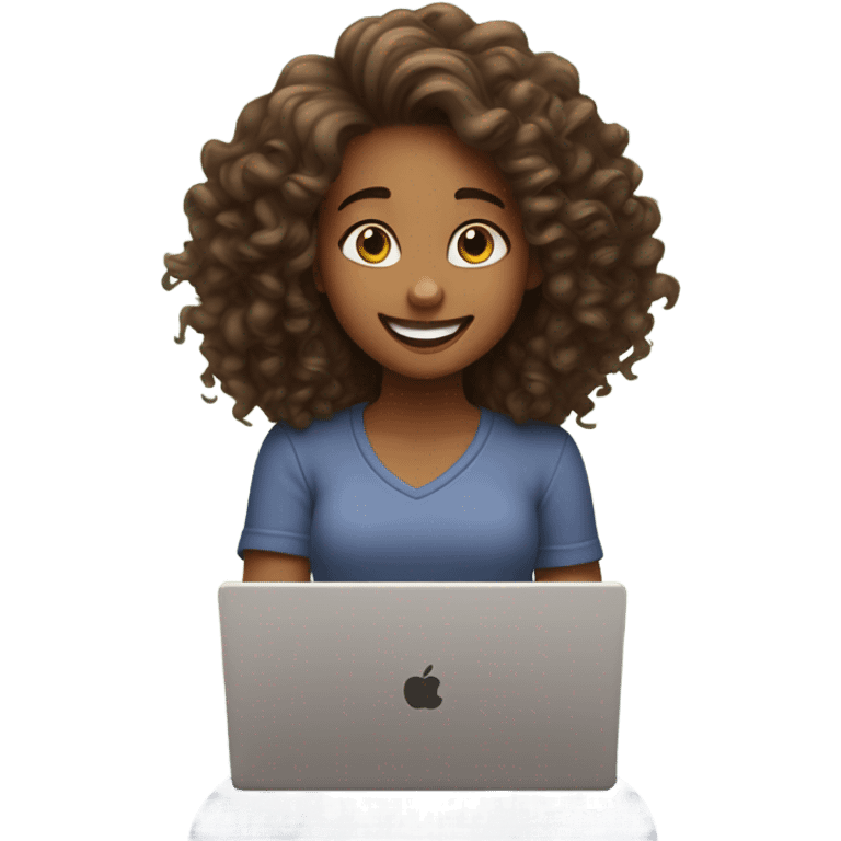 A girl in love with Disney long curly hair setting on laptop  emoji