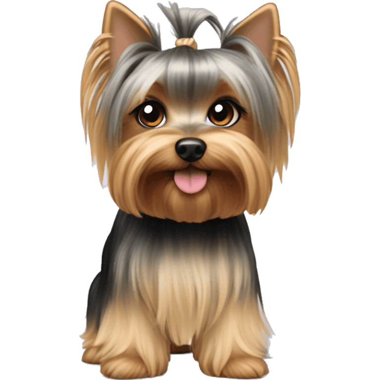 Yorkshire terrier biewer with ponytail  emoji