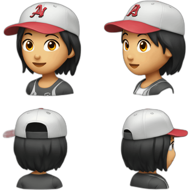 an asian girl with a baseball cap emoji