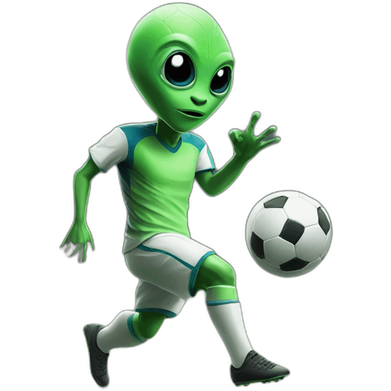 Alien playing soccer emoji