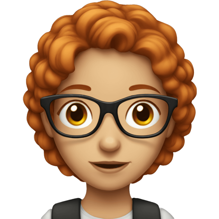 A red-haired girl with glasses with a book emoji