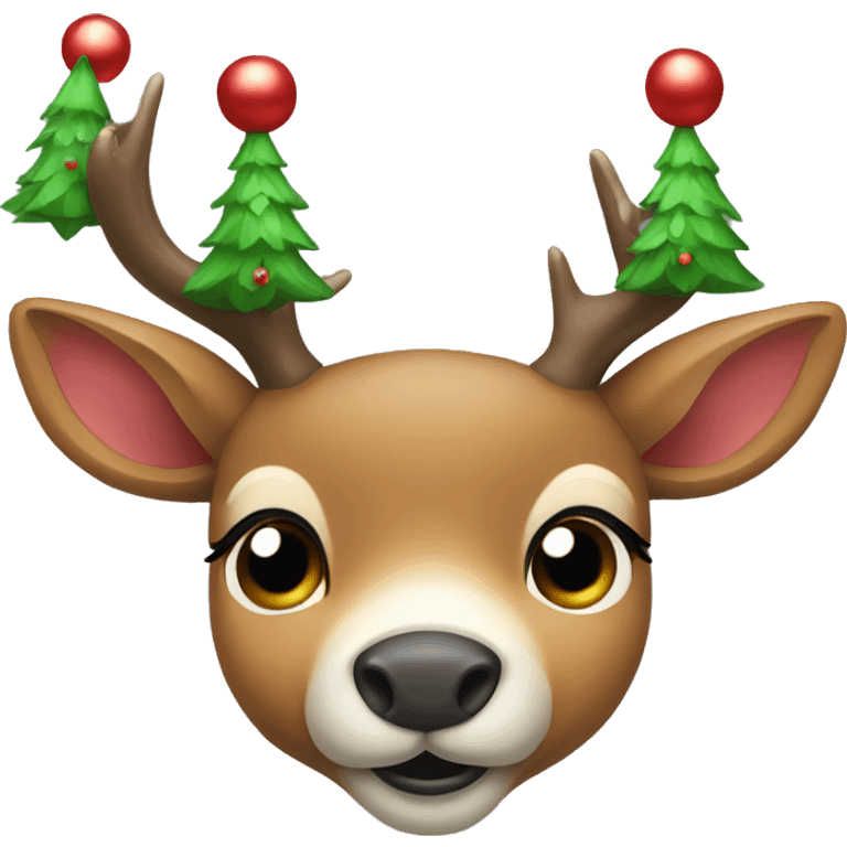 a deer with a Christmas hat emoji