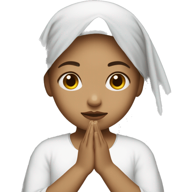 Light skin girl praying with white veil  emoji