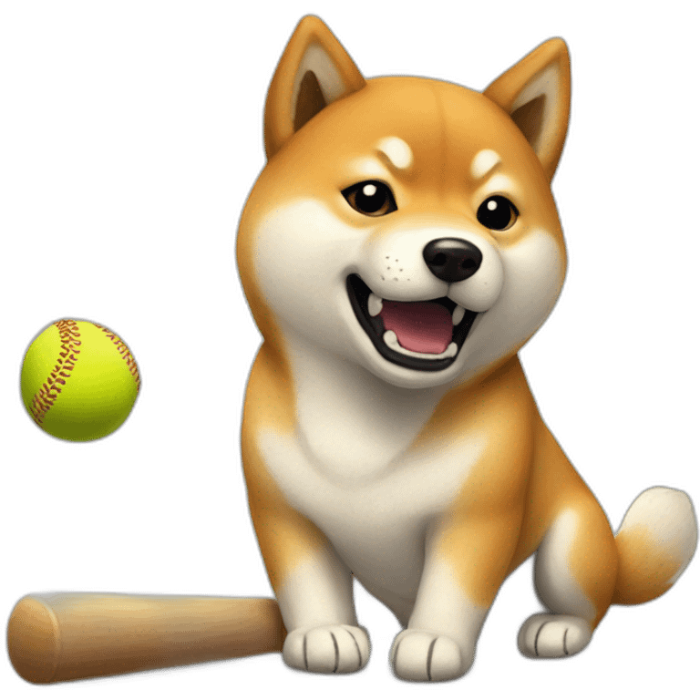 shiba inu hitting someone with a baseball bat, sitting emoji