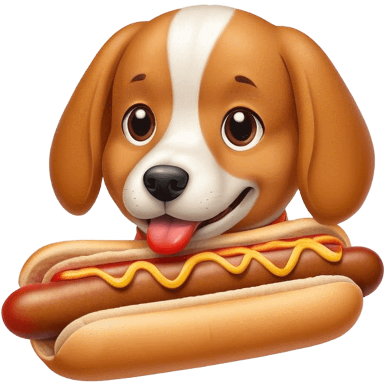 dog eating hotdog emoji