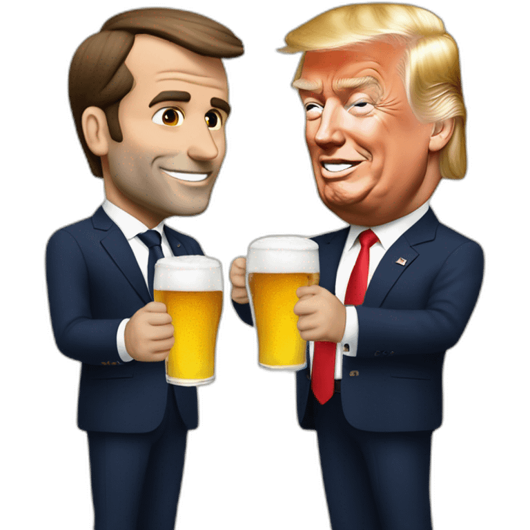 macron and trump drink a beer emoji