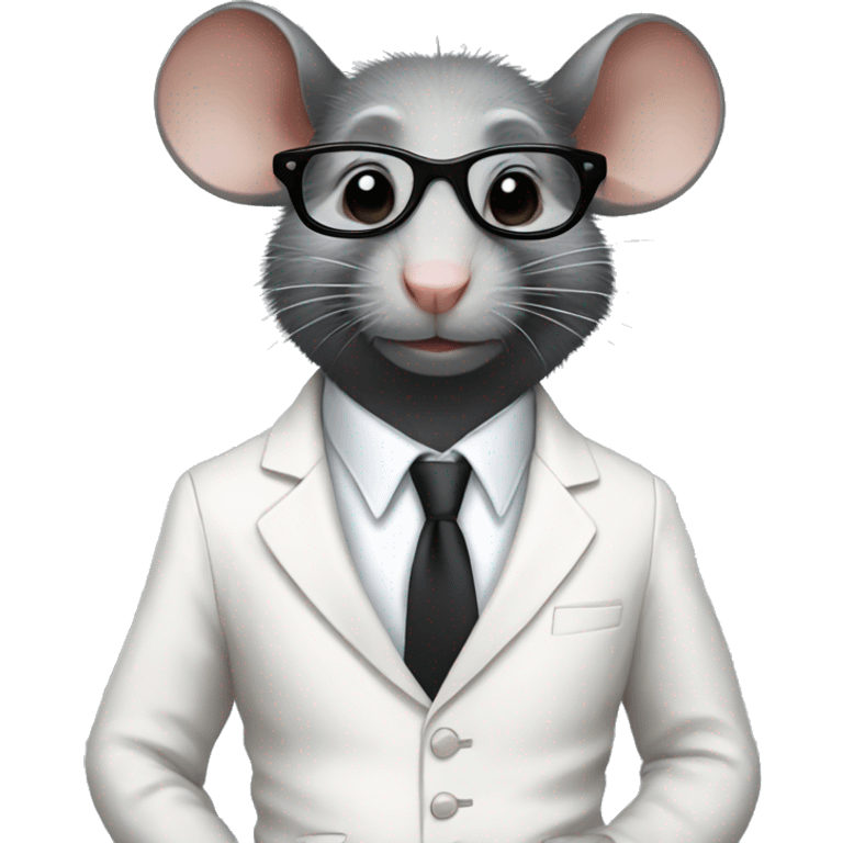 Black rat wearing a white suit and glasses and beautiful pant emoji