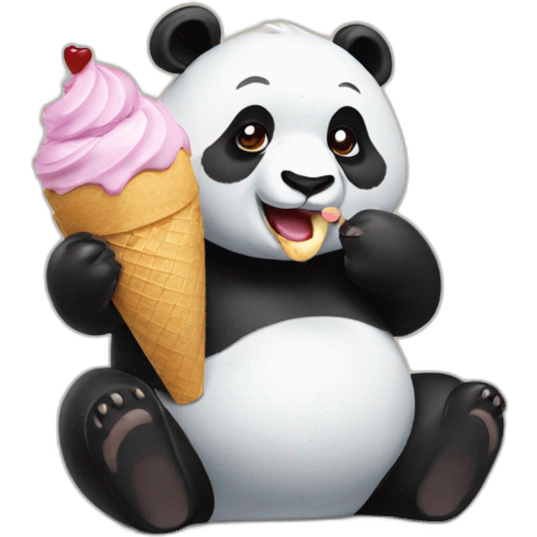 Panda eating ice cream emoji