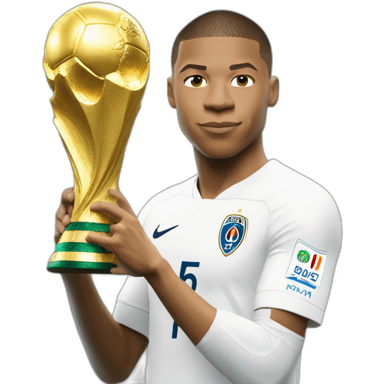 Mbappe entrain de soulever la coupe du monde et l euro en même temps emoji