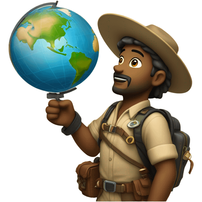 explorer on top of globe emoji