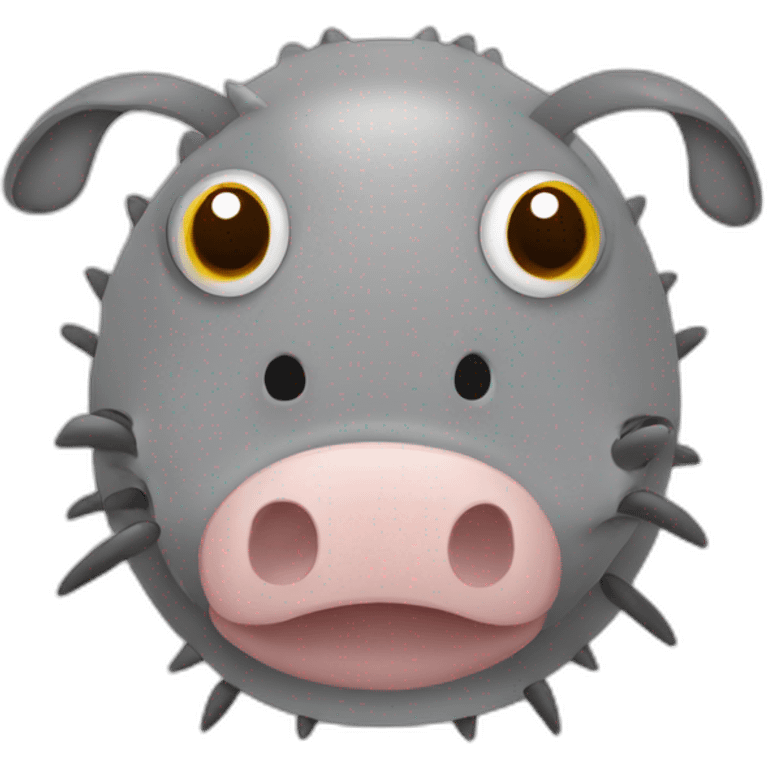 Grey pig armadillo cow centipede insect with white back emoji