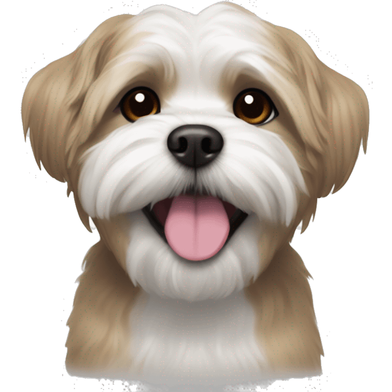 ash maltese   shihtzu mix with white brows and chest hair smiling emoji