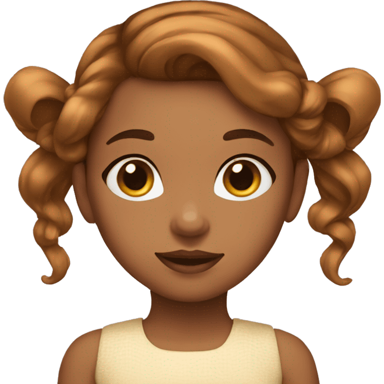 girl with honey-colored brown hair with bow and makeup emoji