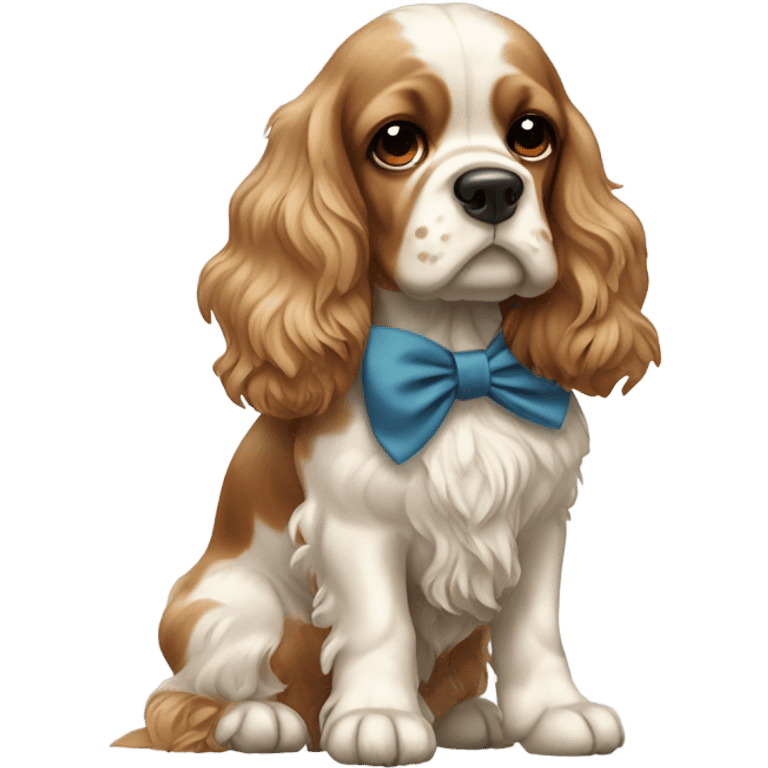 Cocker spaniel with jabot and bow emoji