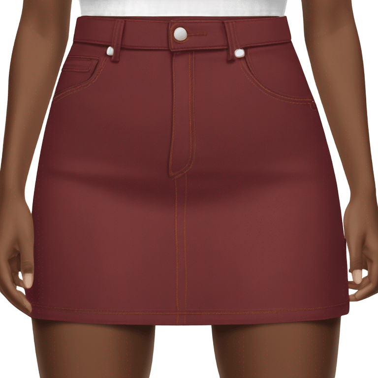 Realistic A-line high waisted burgundy denim mini skirt, isolated emoji