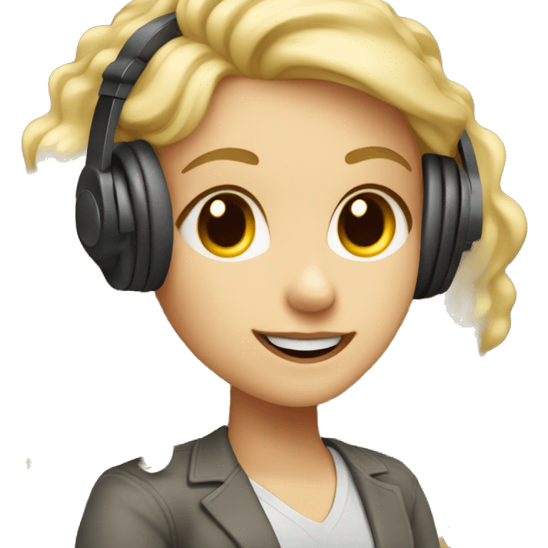 Audio technician blonde girl with an audio desk emoji