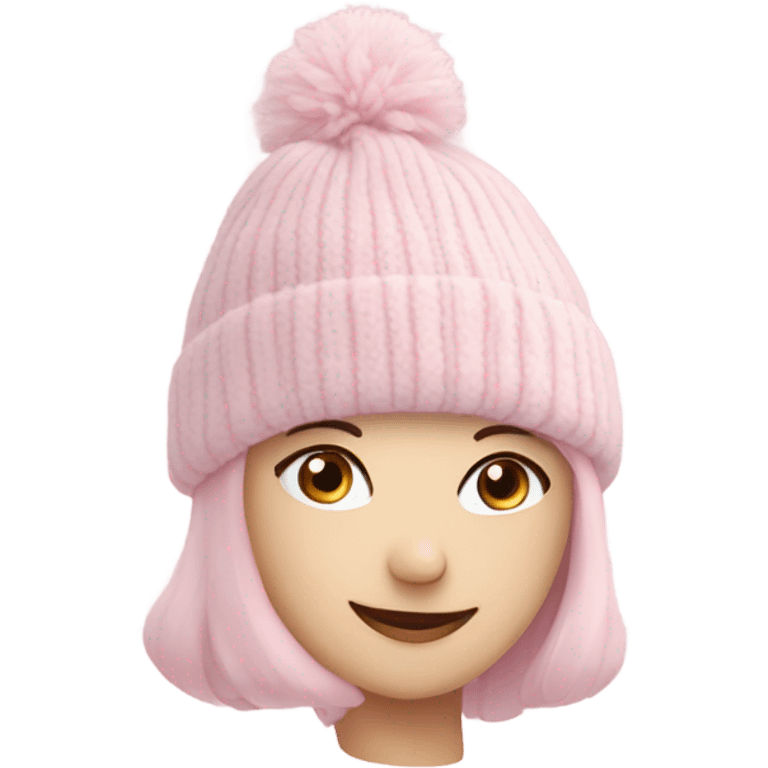 pastel pink heart winter hat emoji