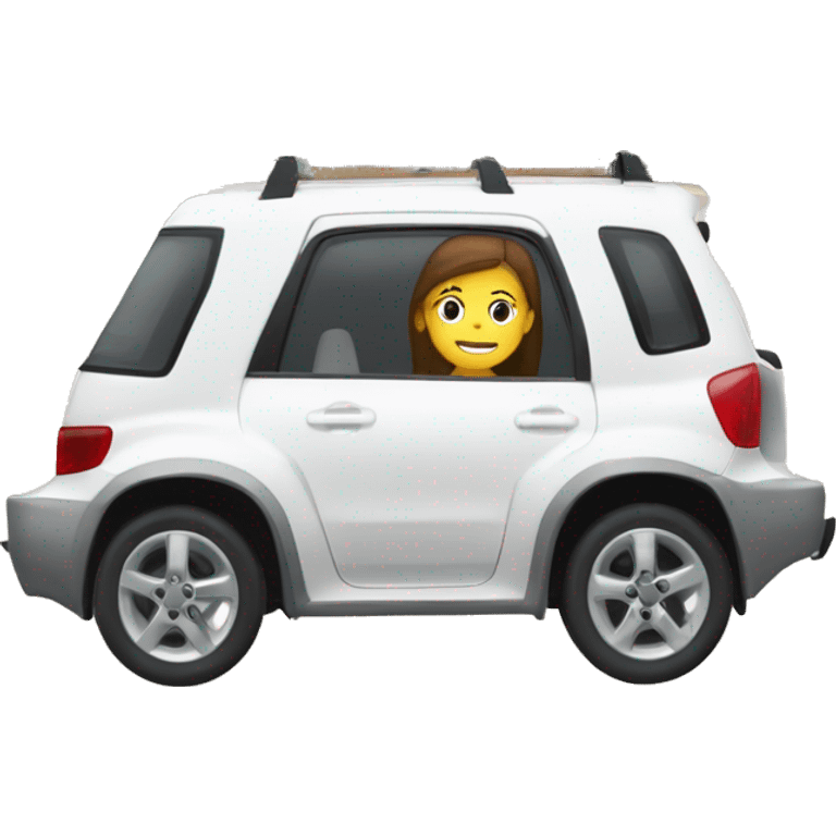 white Subaru XV with a girl inside the window emoji