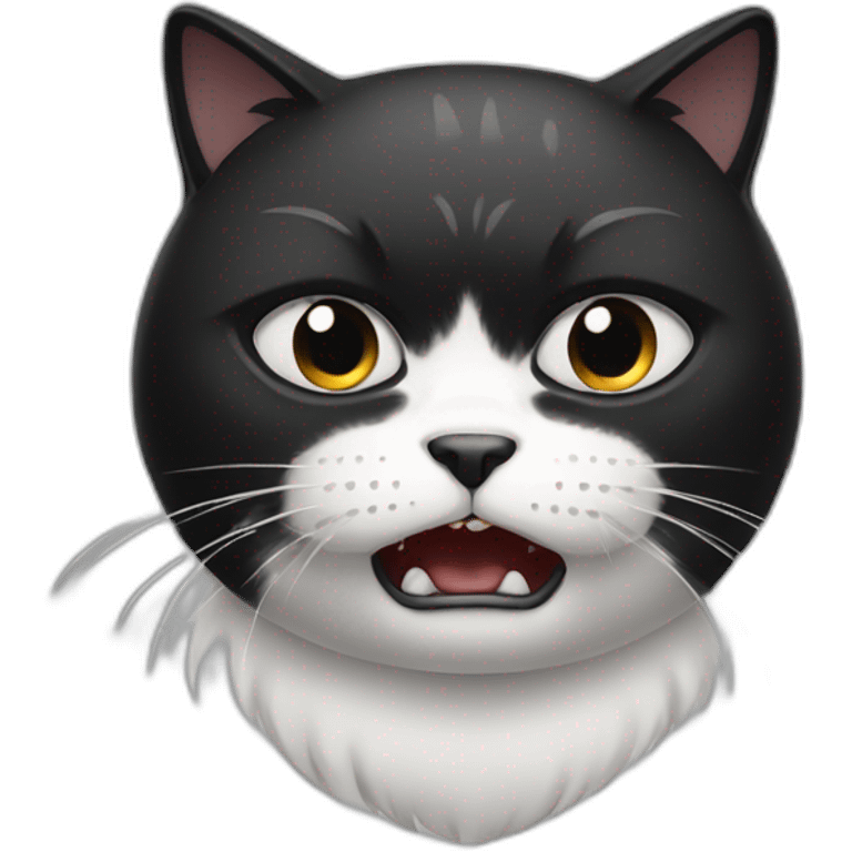 black and white cat angry emoji