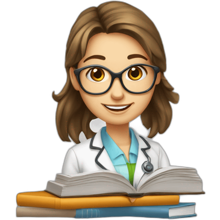 Fille étudiant dans des livres la physique chimie emoji