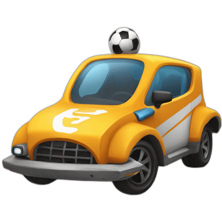 un pingouin qui conduit une voiture de rocket league emoji