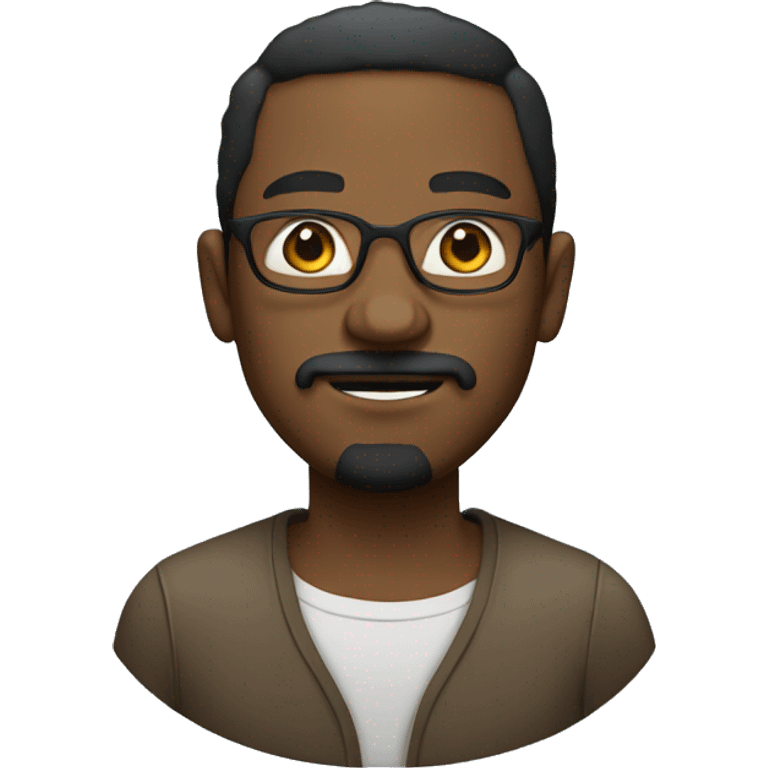 black man with glasses, mustache and goatee emoji