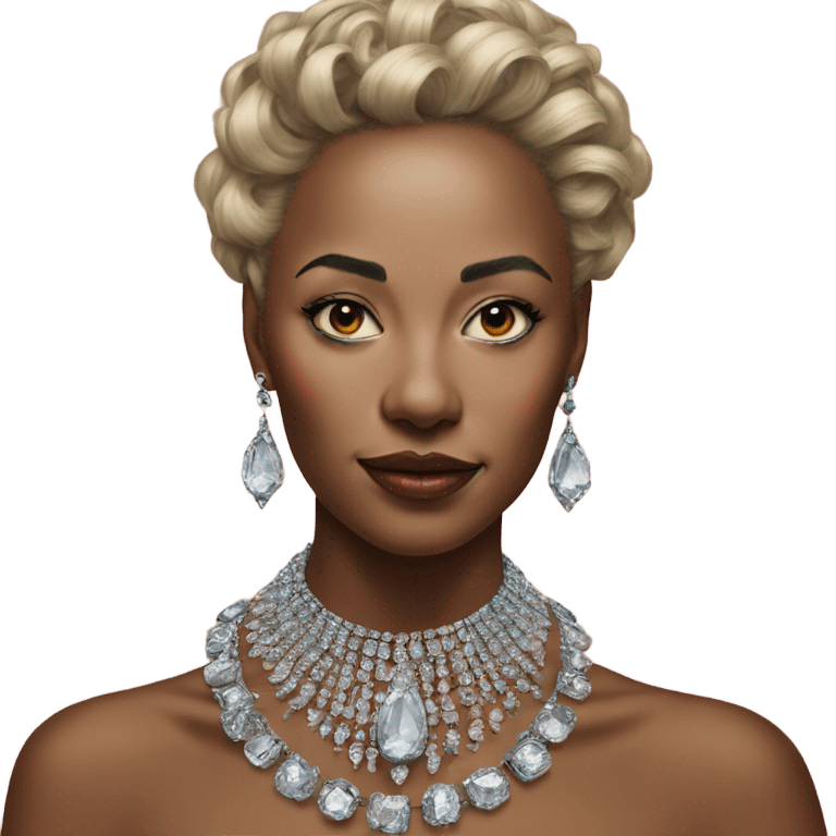 Hyper Realistic lady portrait wearing beautiful jewelry emoji