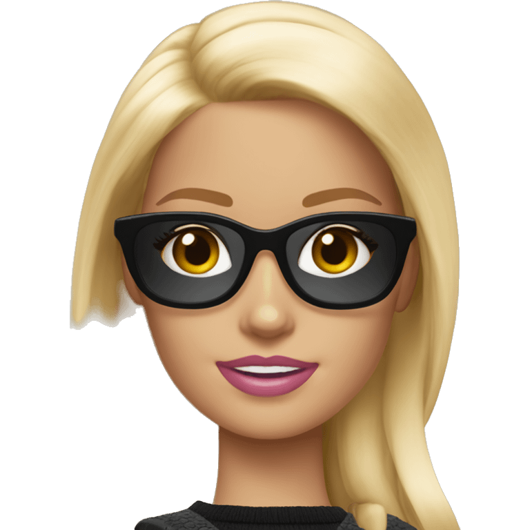 Blonde Barbie wearing sa black glasses  emoji