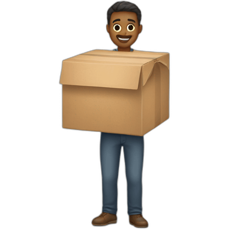 Man with box into the hands emoji