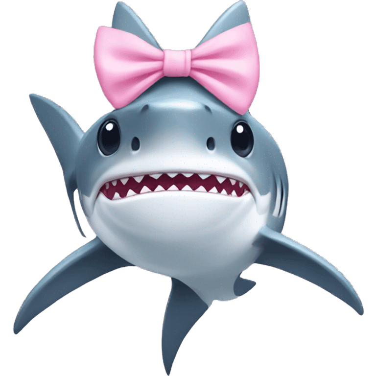 Shark with light pink bow emoji