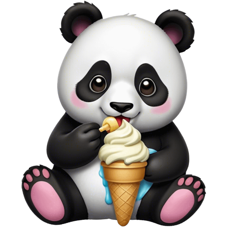 Panda eating ice cream emoji