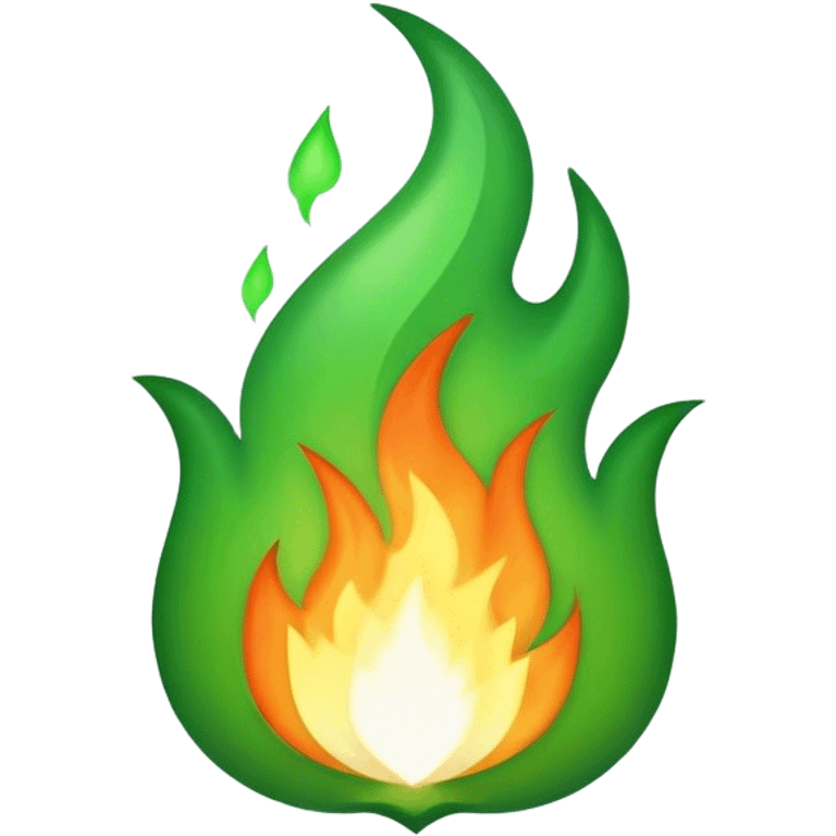 Cinematic Realistic full green flame emoji