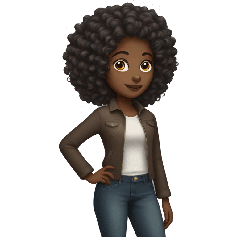 black girl with curly hair emoji