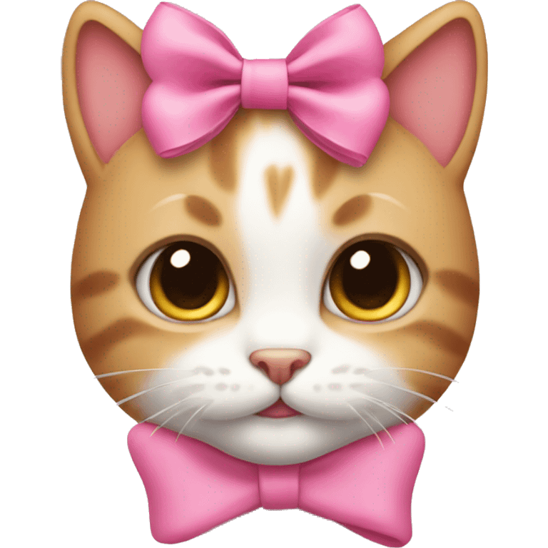 Cute cat wearing a pink bow emoji