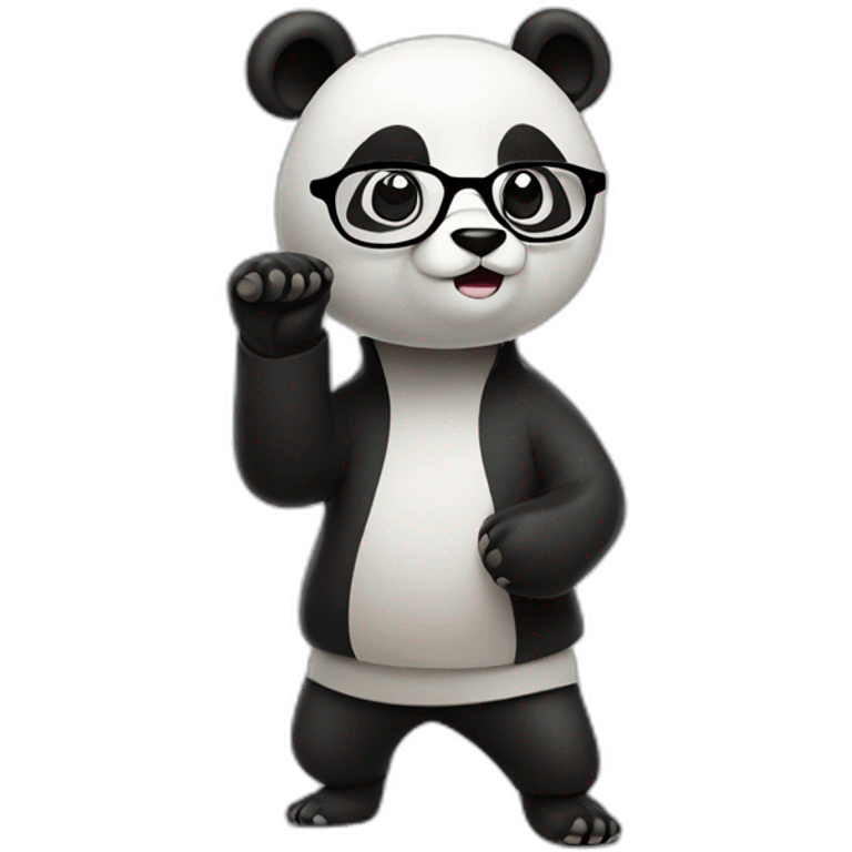 a serious panda bear with glasses doing tai chi emoji