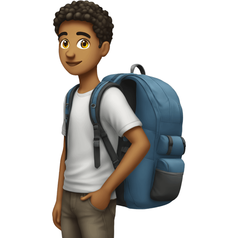 Full length latin teenage boy with backpack emoji