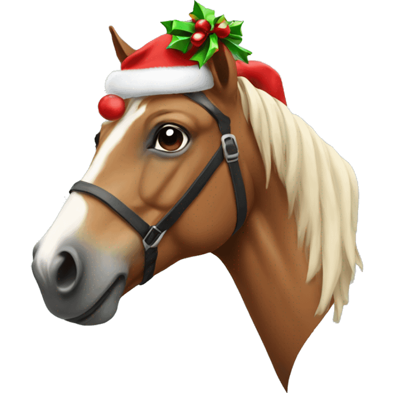 Horse with a Christmas bow emoji