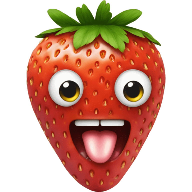 Strawberry with “x” eyes and tongue sticking out emoji