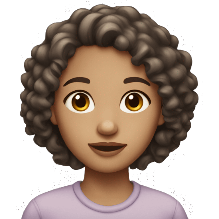 Light-skinned girl with dark brown curly hair emoji