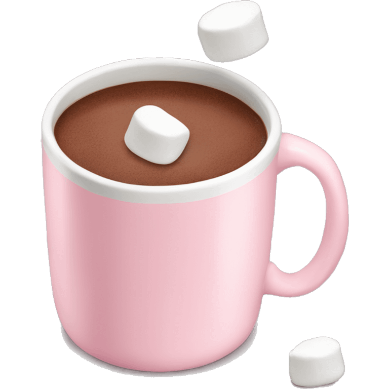 Light Pink mug of hot chocolate with marshmallows  emoji