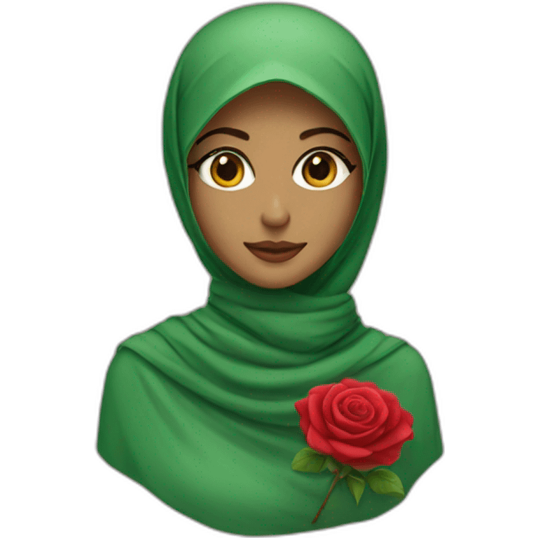 Green hijab with red rose emoji