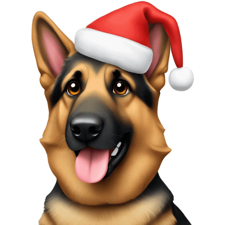 german shepherd with christmas hat emoji