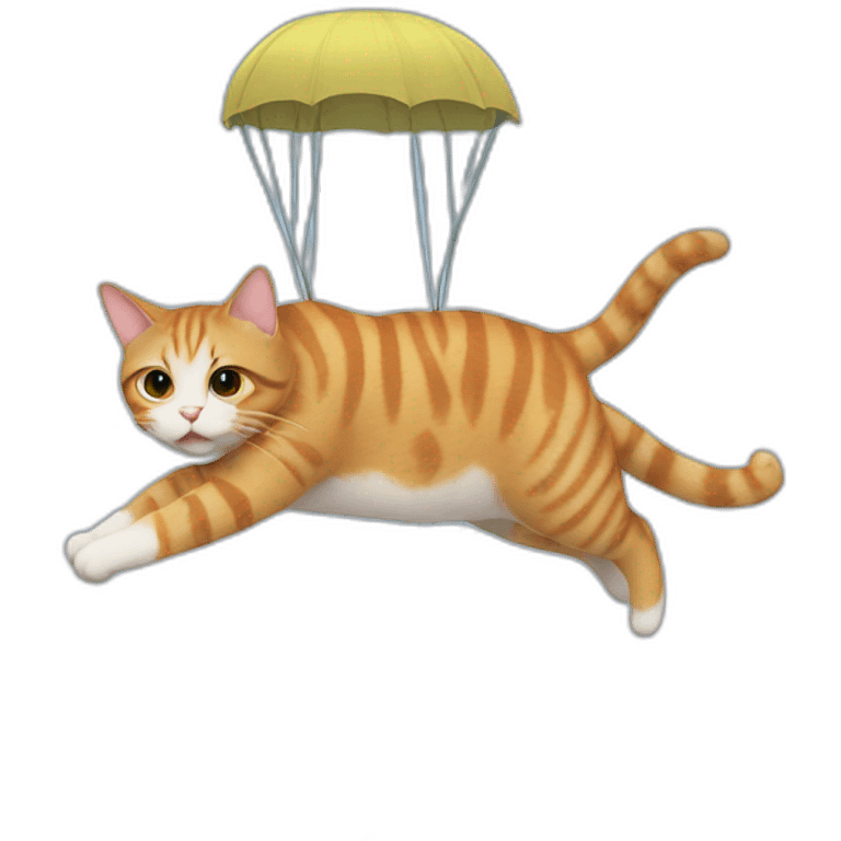 cat suspended witk parachute emoji