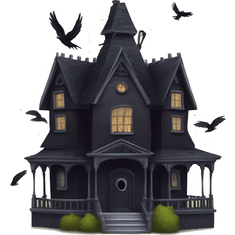 Nevermore Academy. Haunted Addams house. birdhouse  emoji