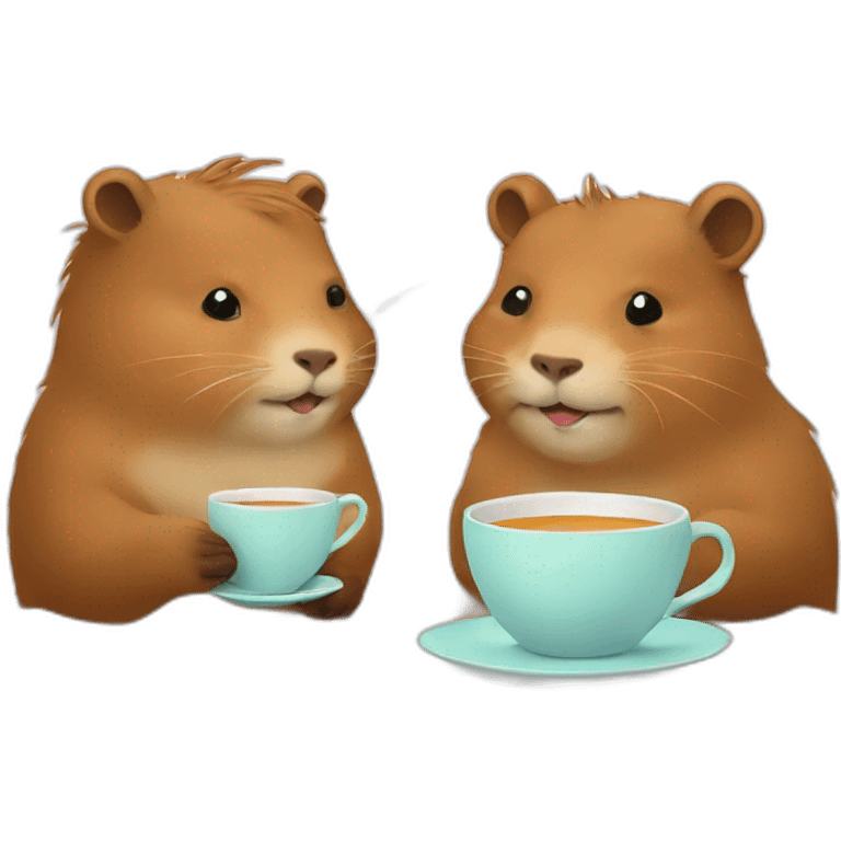 Capybara and a cat drinking tea emoji