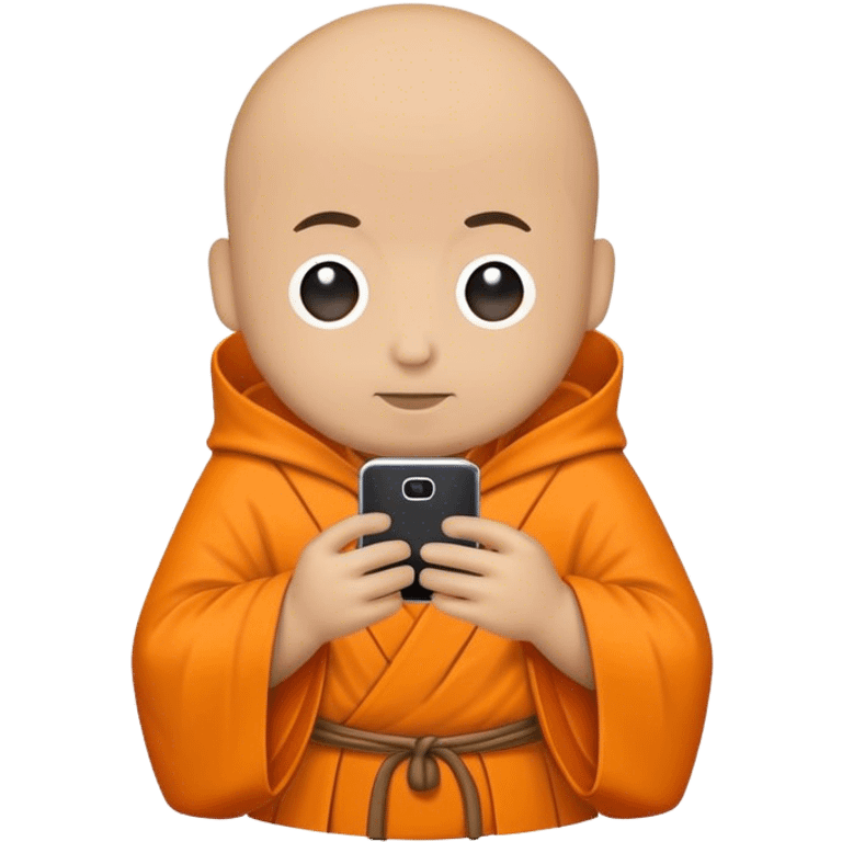 a mobile Phone in a monk orange robe emoji